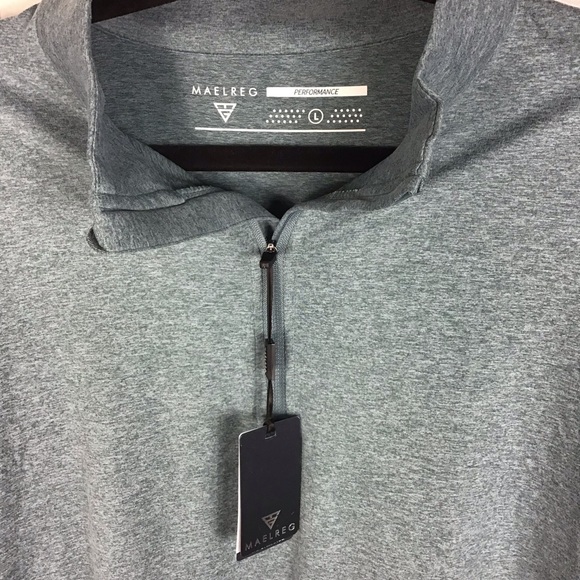 MAELREG Quarter Zip Pullover Moisture Wicking Performance Aqua Heather Sz Large - Picture 3 of 4